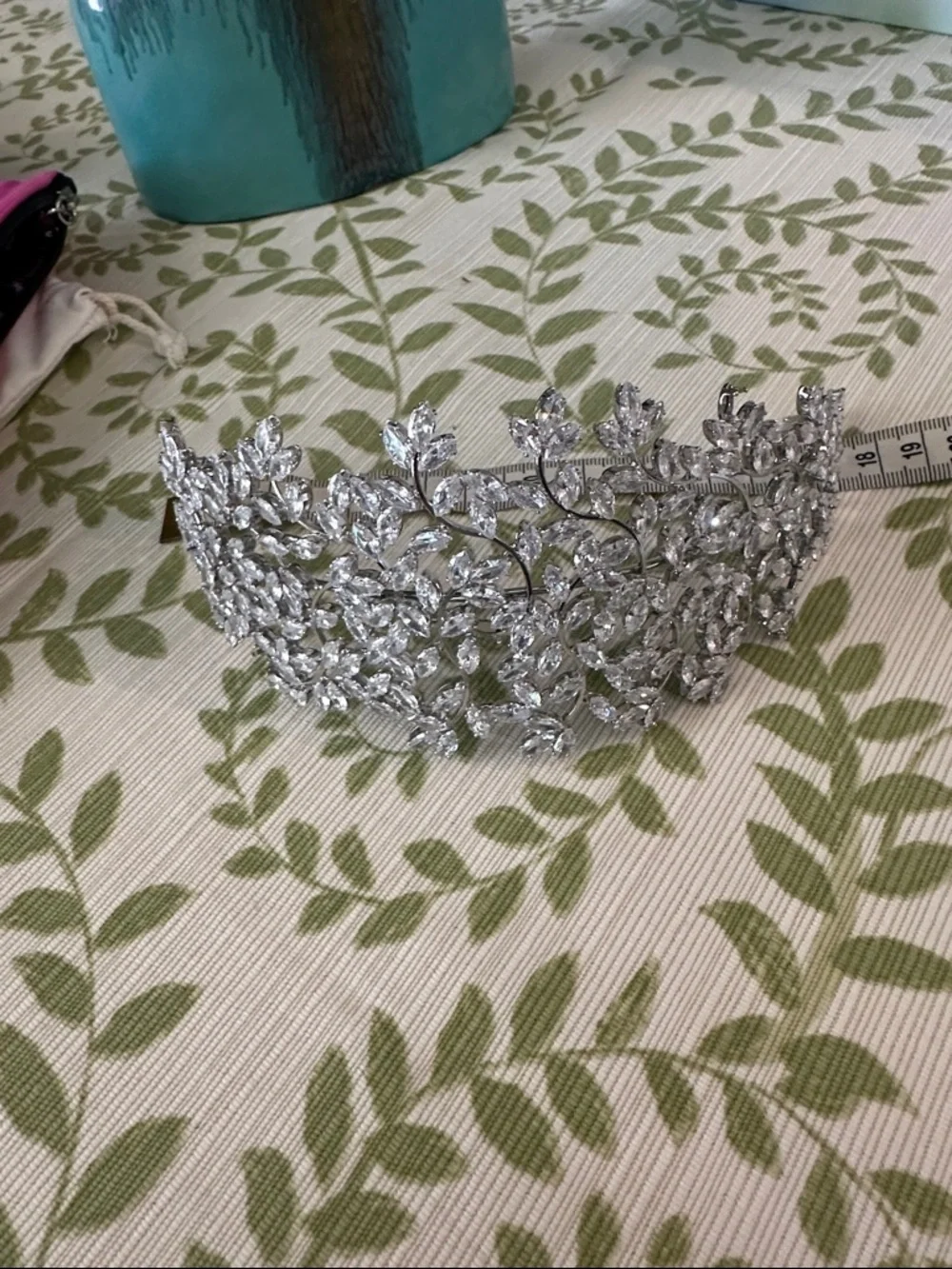 Crystal Leaf Tiara - Silver Tone - Picture 6 of 6